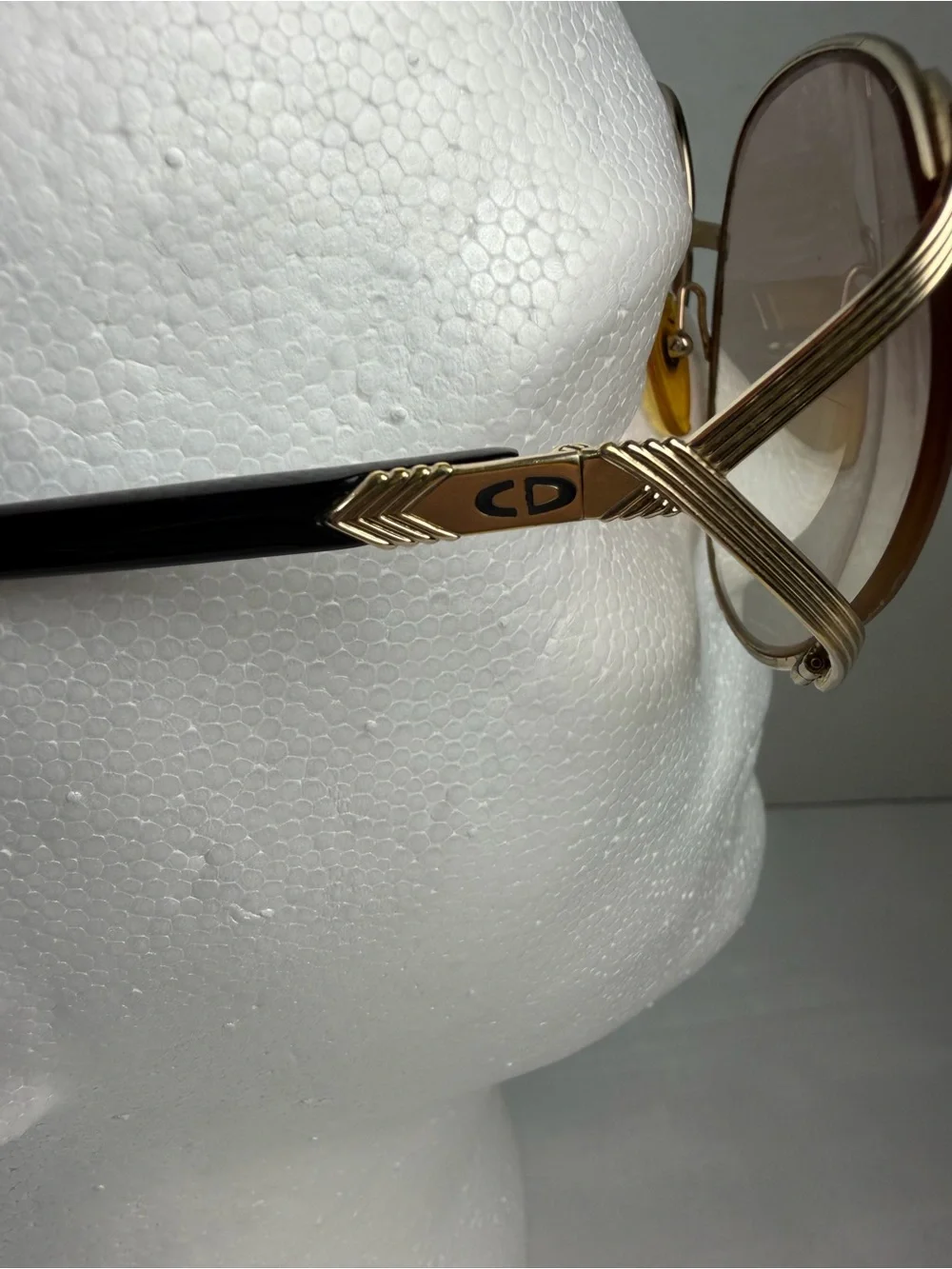 Dior Oversized Gold Metal Frame Sunglasses with Light Amber Nose Pads